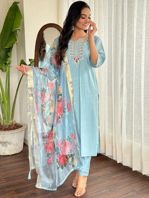 ROZRI Self Design Kurta, Palazzo & Dupatta Set