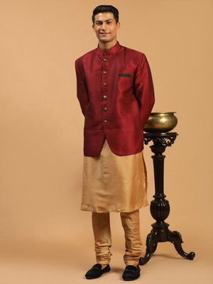 VASTRAMAY Men Kurta Pyjama Ethnic Jacket Set