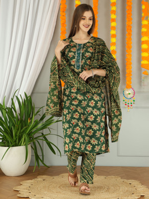 Dhan G Women Kurti Pant Dupatta Set