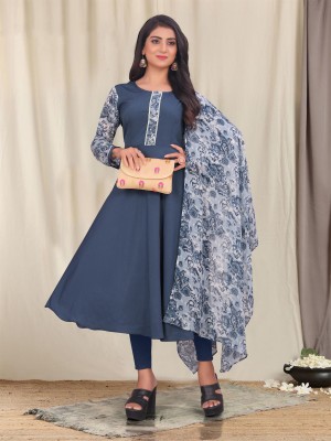 KRISHITMART Women Embellished Anarkali Kurta(Dark Blue)