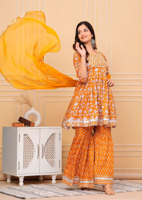 Sanwariya Seth Ji Creations Women Kurti Sharara Dupatta Set