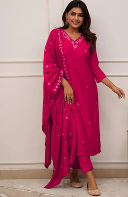 FOXDX Women Kurti Pant Dupatta Set