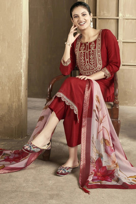 VIDRIVA EXPORT Solid Kurta, Salwar & Dupatta Set