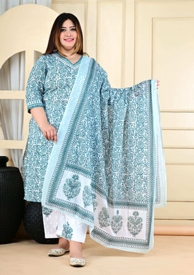 Sanganer Export Women Kurta Pyjama Dupatta Set