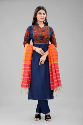 AnAdhTex Self Design Kurta, Trouser/Pant & Dupatta Set