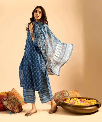 Indo Era Women Kurta Palazzo Dupatta Set