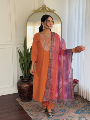 VEDUU Embroidered Kurta, Salwar & Dupatta Set