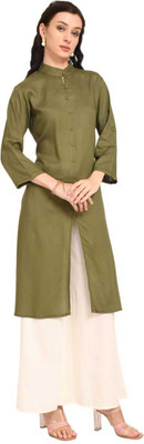jankriti lifestyles Women Self Design Straight Kurta(Orange)