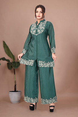 Jash Creation Women Ethnic Top Palazzo Set