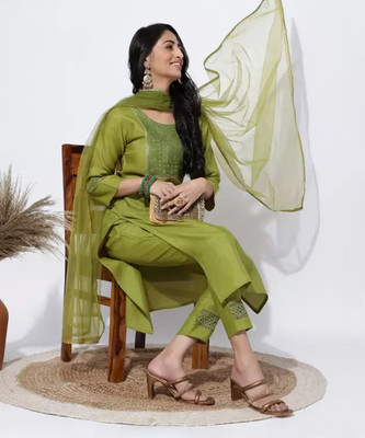 Blue Zircon Women Kurta Pant Dupatta Set