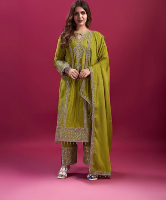 Aksharam Women Kurta Palazzo Dupatta Set