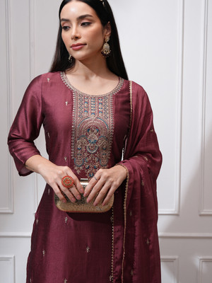 Vishudh Women Kurta Palazzo Attached Dupatta Set
