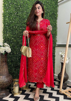 BonnaBerry Women Kurti Palazzo Dupatta Set