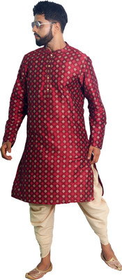 House of Aqss Men Kurta Dhoti Pant Set