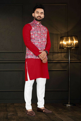 JILANI TRADERS Men Kurta Pyjama Ethnic Jacket Set
