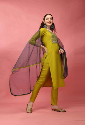 PILUDI Women Kurti Pant Dupatta Set