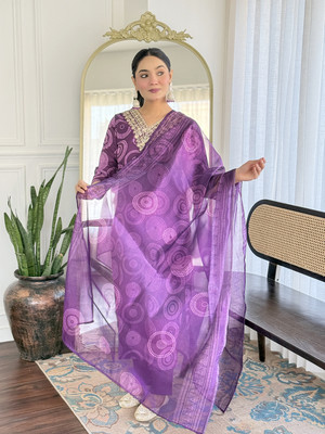 Fabrion Embroidered Kurta, Salwar & Dupatta Set