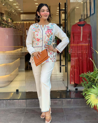 Piu Art Embroidered Kurta, Trouser/Pant & Dupatta Set