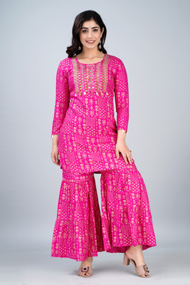 TUHINZIFAB Women Kurta Sharara Set