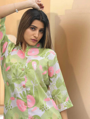 on High Cloud Collectio Women Printed A-line Kurta(Green)