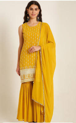 PRIYANSHI ENTERPRISE Embroidered Kurta, Palazzo & Dupatta Set