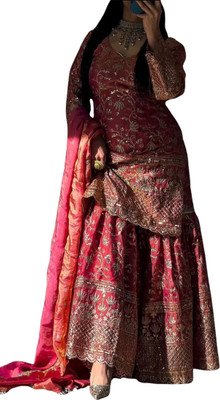 KAPANKU Women Ethnic Top Palazzo Dupatta Set