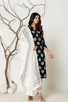 Jaipuri Bunaai Women Kurta Pant Dupatta Set