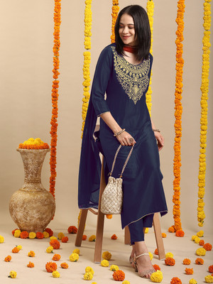 Tasrika Embroidered Kurta, Trouser/Pant & Dupatta Set