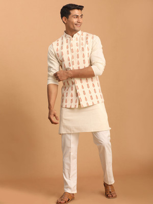 VASTRAMAY Men Kurta Pyjama Ethnic Jacket Set