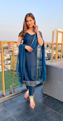 Heba Solid Kurta, Trouser/Pant & Dupatta Set