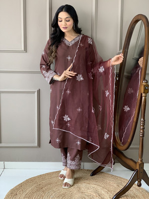 PILUDI Women Kurti Pant Attached Dupatta Set