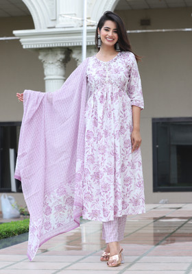 SHALIG Embroidered Anarkali Kurta, Bottom & Dupatta Set