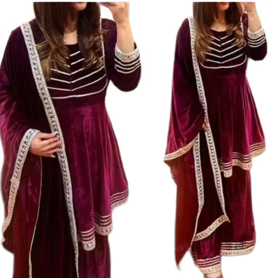WOMENSIO Women Kurti Sharara Dupatta Set