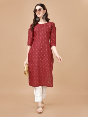 PMD Fashion Women Printed A-line Kurta(Maroon)