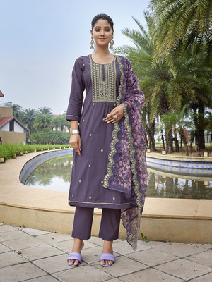 Royal Export Embroidered Kurta, Trouser/Pant & Dupatta Set