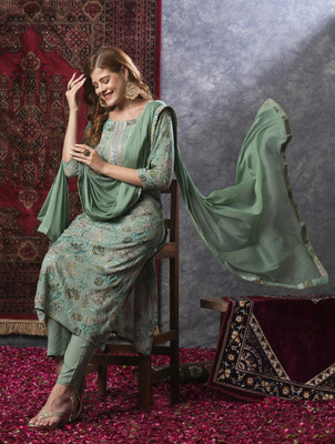 Shree Ramkrishna Fab Women Kurti Pant Dupatta Set