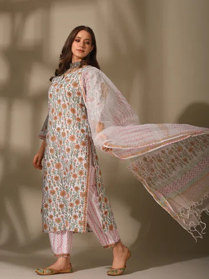 HOUSE OF COMMON Printed Kurta, Trouser/Pant & Dupatta Set