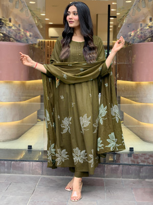 Tasrika Printed Anarkali Kurta, Bottom & Dupatta Set