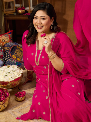 Janasya Women Kurti Palazzo Dupatta Set