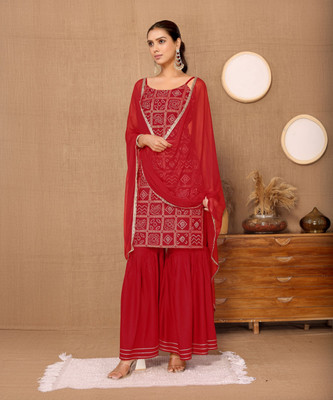 HERE&NOW Women Kurta Sharara Dupatta Set