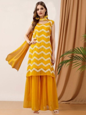 Camerfly Women Kurti Sharara Dupatta Set