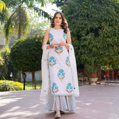 Rekha Tex Fab Women Kurta Sharara Dupatta Set