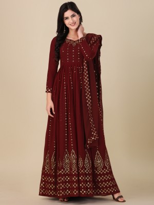 YOYO FASHION Anarkali Gown(Maroon)