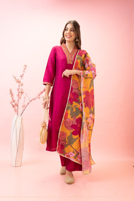 Globus Women Kurta Pant Dupatta Set