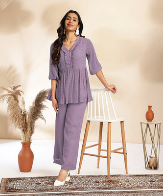Janasya Women Ethnic Top Pant Set