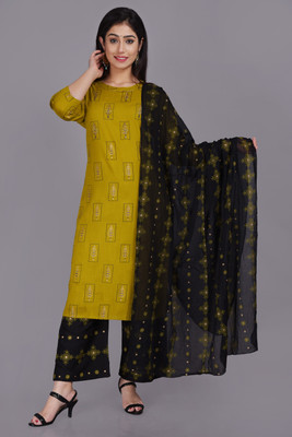 Radhika art Women Kurta Palazzo Dupatta Set