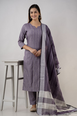 Charu Striped Kurta, Trouser/Pant & Dupatta Set