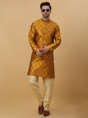 kraft india Men Kurta Pyjama Ethnic Jacket Set