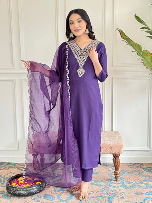 RN Fashion Embroidered Kurta, Trouser/Pant & Dupatta Set
