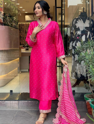PILUDI Embroidered, Printed Kurta, Salwar & Dupatta Set